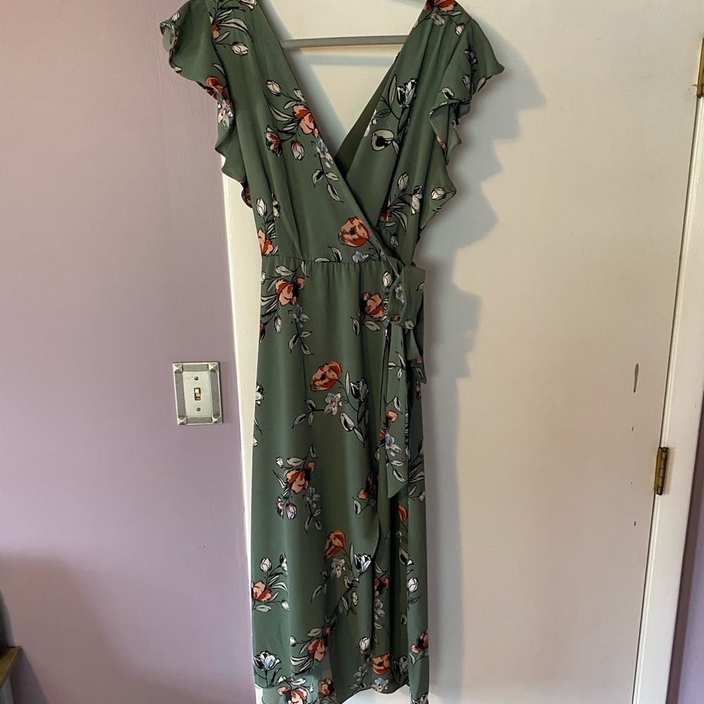 Floral high low wrap dress size L